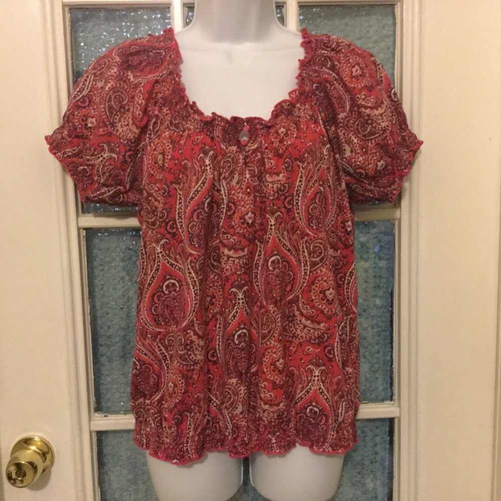 St. John’s Bay paisley print top pink size large